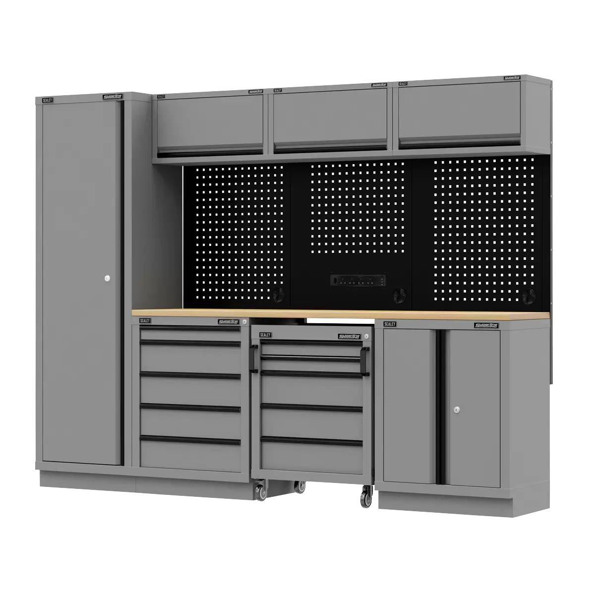 Sealey APMSBESTACK02W Superline PRO Black Edition Storage System with Rubber Wood Worktop 2.64m