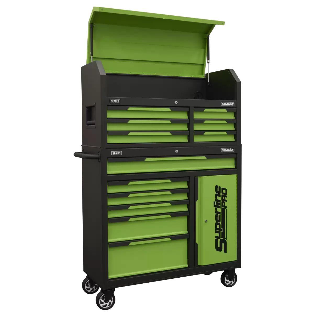 Sealey AP1080HVG Superline Pro Topchest & Rollcab Combination 12 Drawer & 1 Door Cupboard Green
