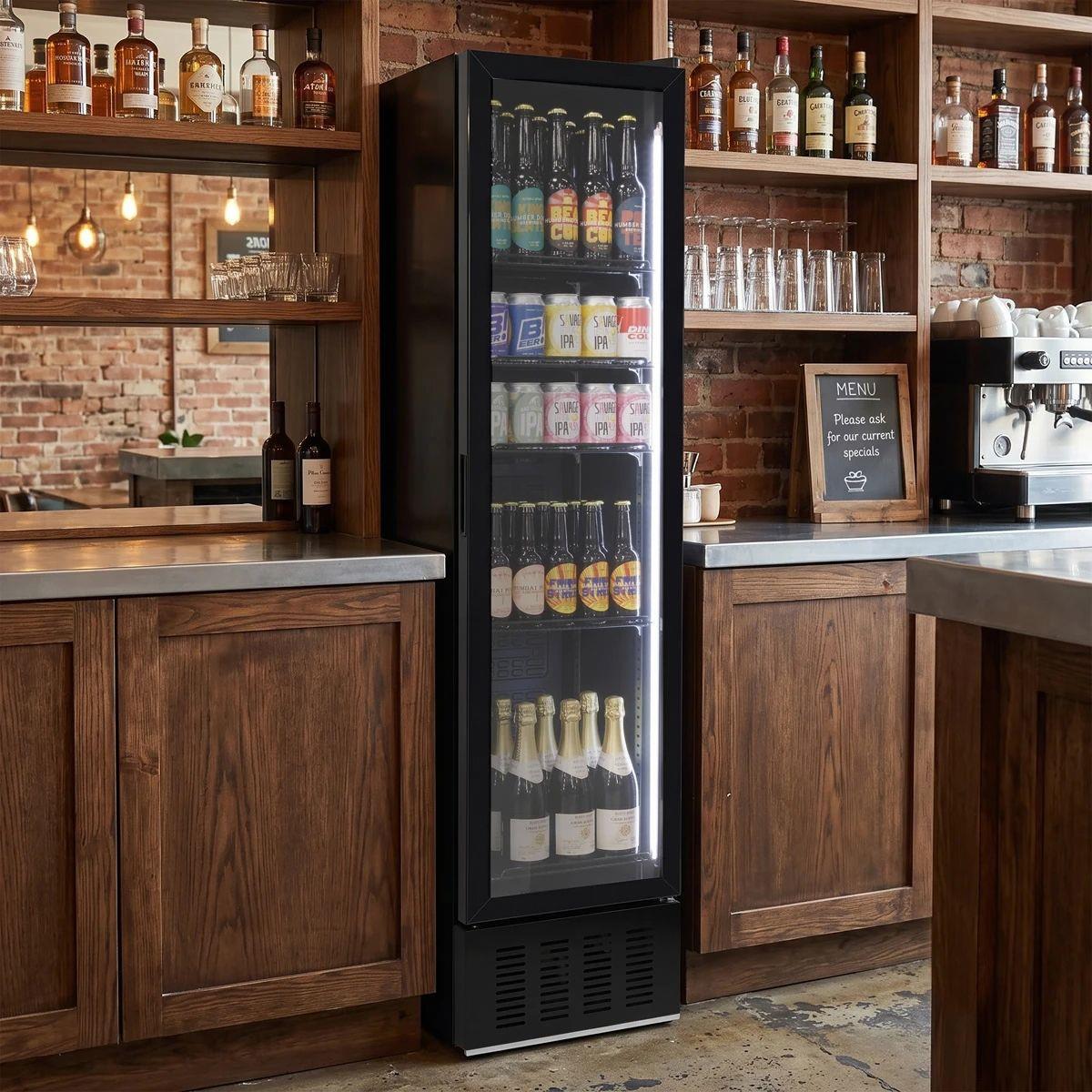 Sealey DH440 Baridi Tall Drinks/Bar Fridge with Digital Controls & Auto Defrost 160L Black