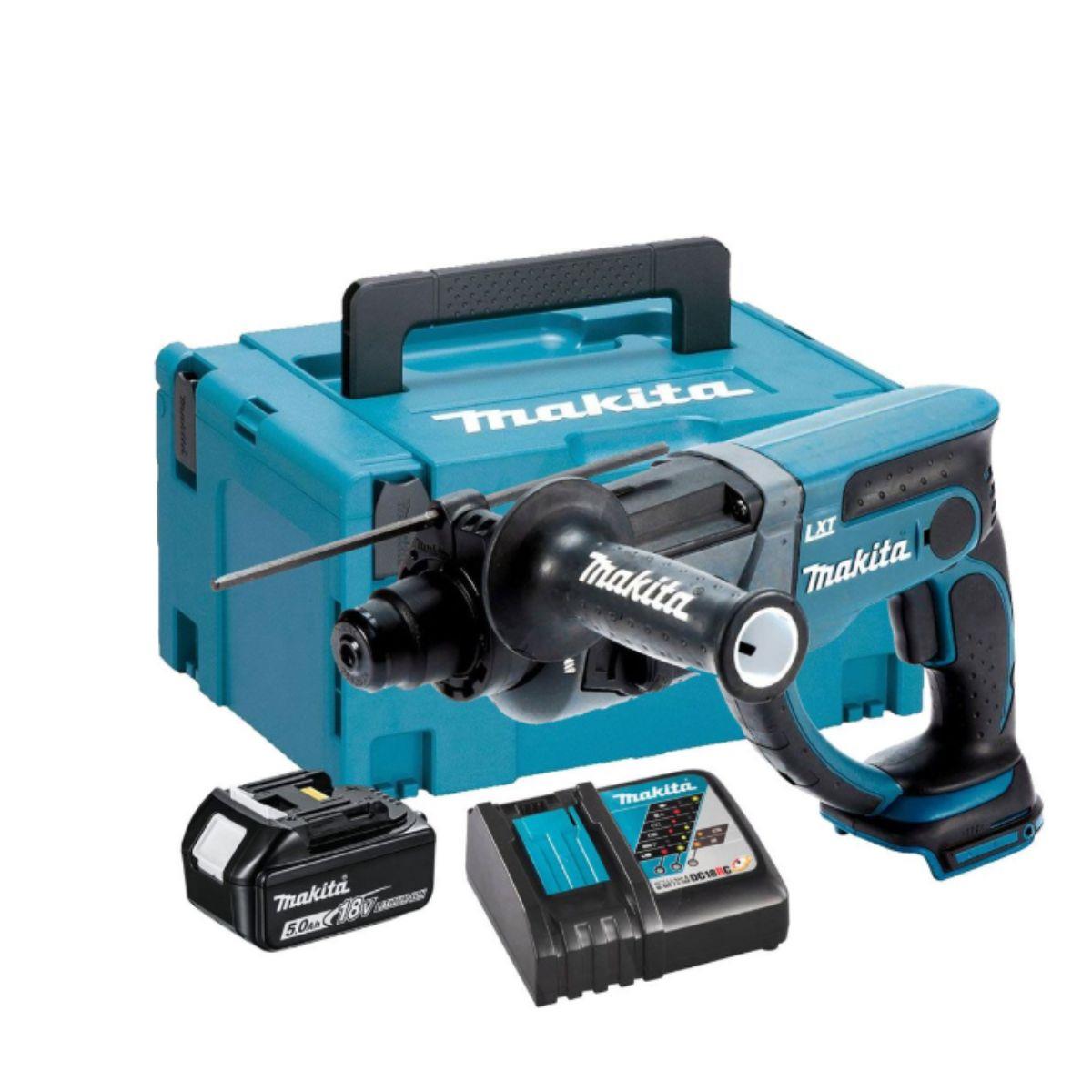 Makita DHR202RT1J 18V Rotary Hammer 20mm with 1 x 5.0Ah Battery & Charger in a Case