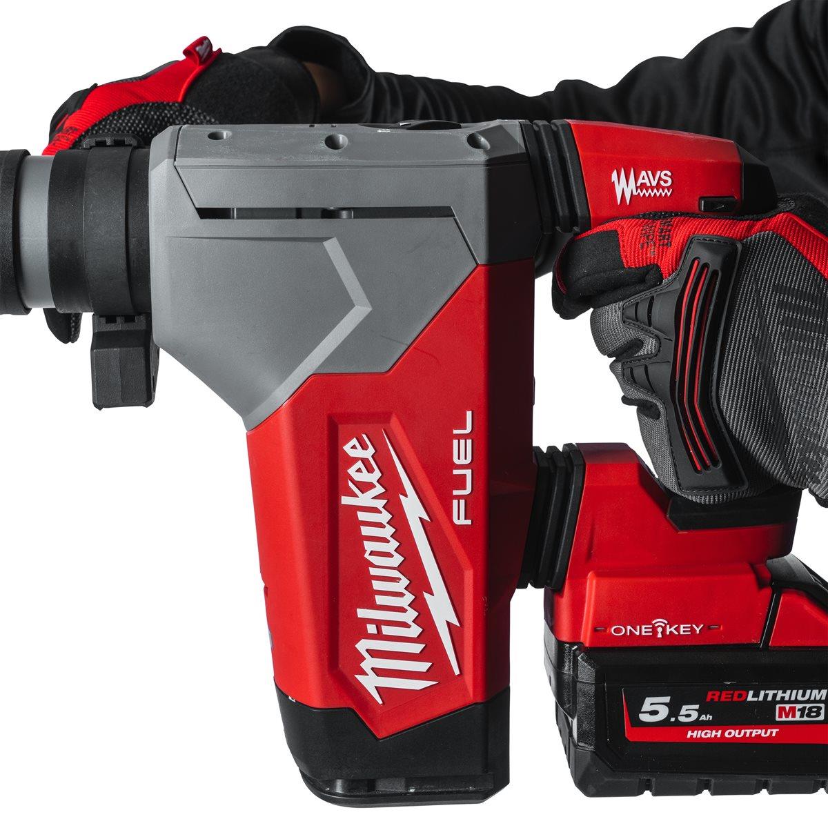 Milwaukee M18ONEFHPX-552X 18V Brushless SDS+ Hammer Drill with 2 x 5.5Ah Batteries, Charger & FIXTEC Chuck in Case 4933478497