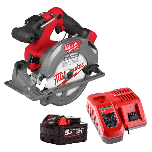 Milwaukee M18FCS552-0 M18 FUEL 18V Brushless 165mm Circular Saw with 1 x 5.0Ah Battery & Charger