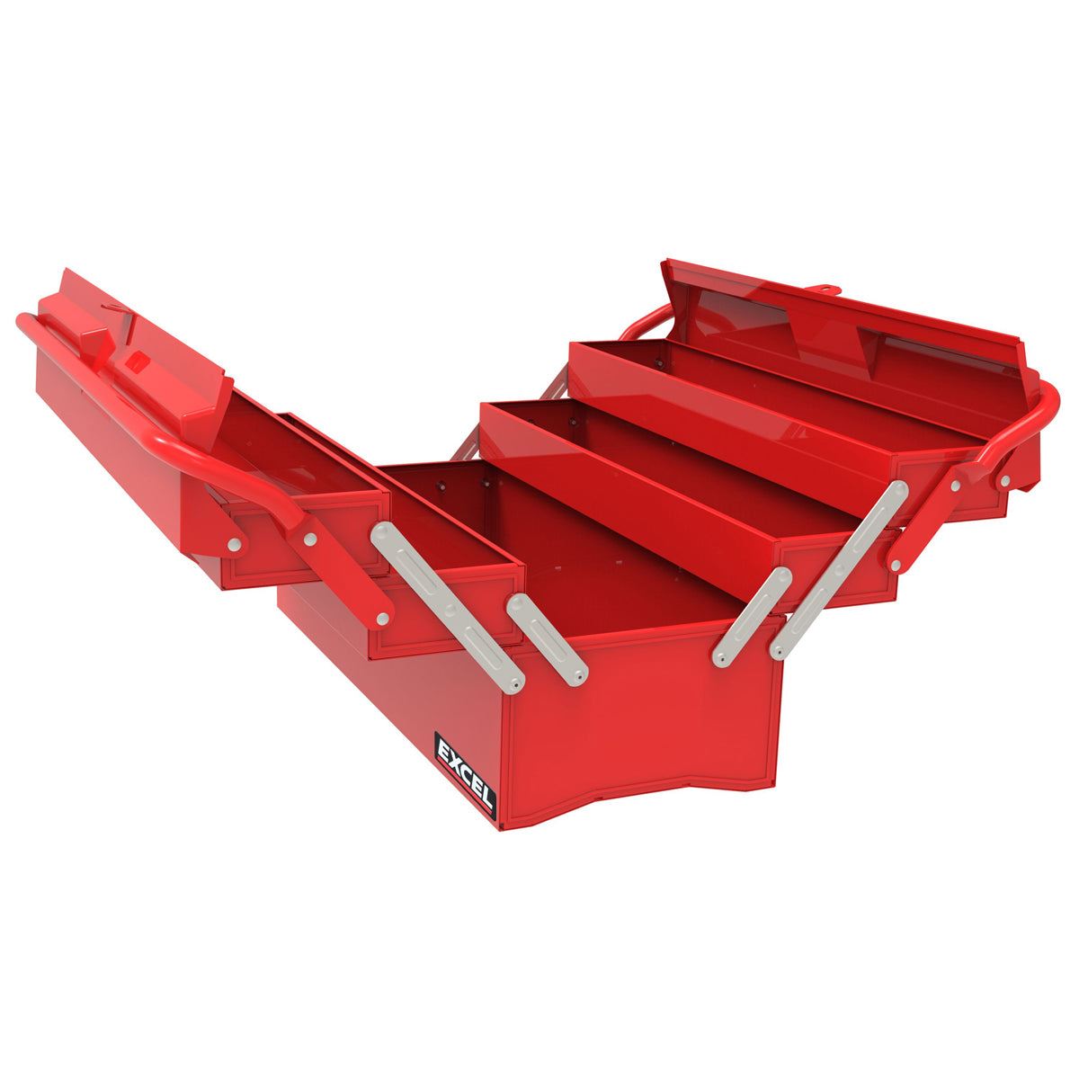 Excel 5 Tray Cantilever Metal Tool Box Organiser Storage Red
