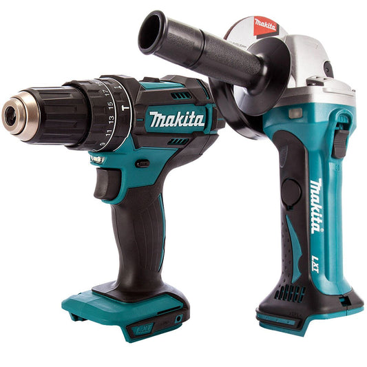Makita 18V 2 Speed Combi Drill & Cordless 115mm Angle Grinder T4TKIT-471