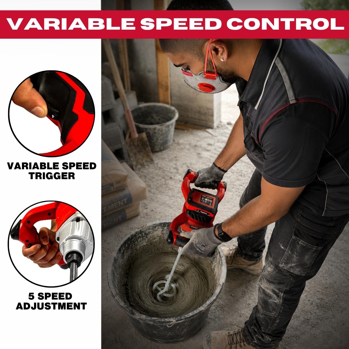 Excel 18V Brushless Paddle Mixer with 2 x 4.0Ah Battery & Dual Port Charger
