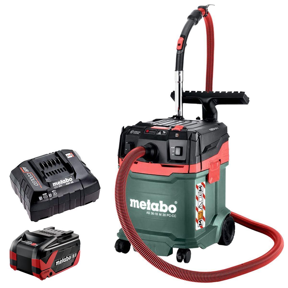 Metabo AS 36-18 M 30 PC-CC 18V M-Class Vacuum Cleaner with 1 x 8.0Ah Battery & Charger