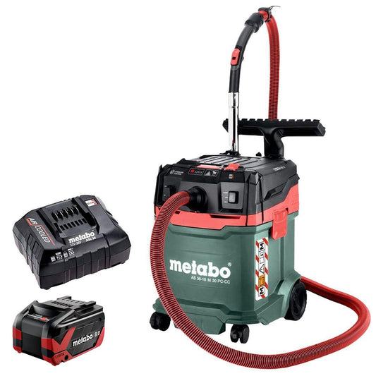 Metabo AS 36-18 M 30 PC-CC 18V M-Class Vacuum Cleaner with 1 x 8.0Ah Battery & Charger