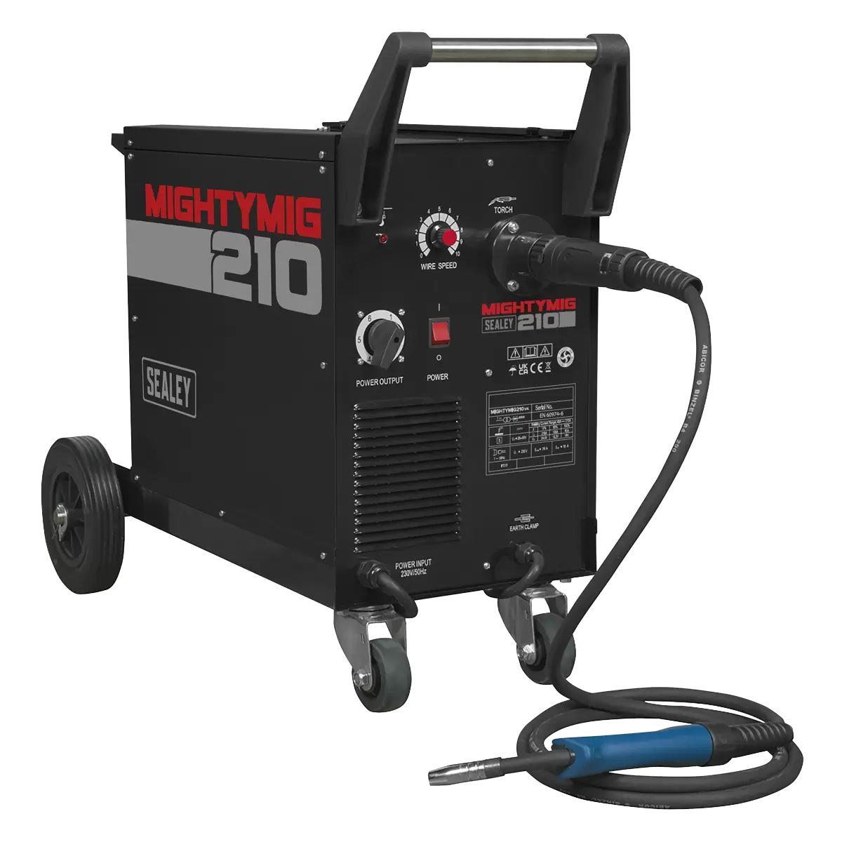 Sealey MIGHTYMIG210 210A Professional Gas/No-Gas MIG Welder with Euro Torch 230V