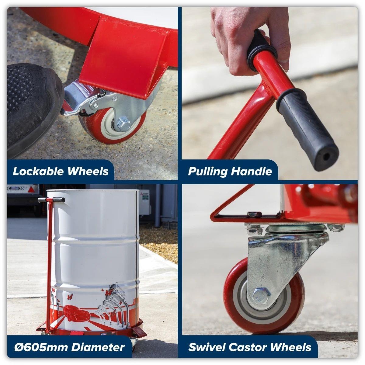 Sealey TP205H 205L Drum Dolly with Handle