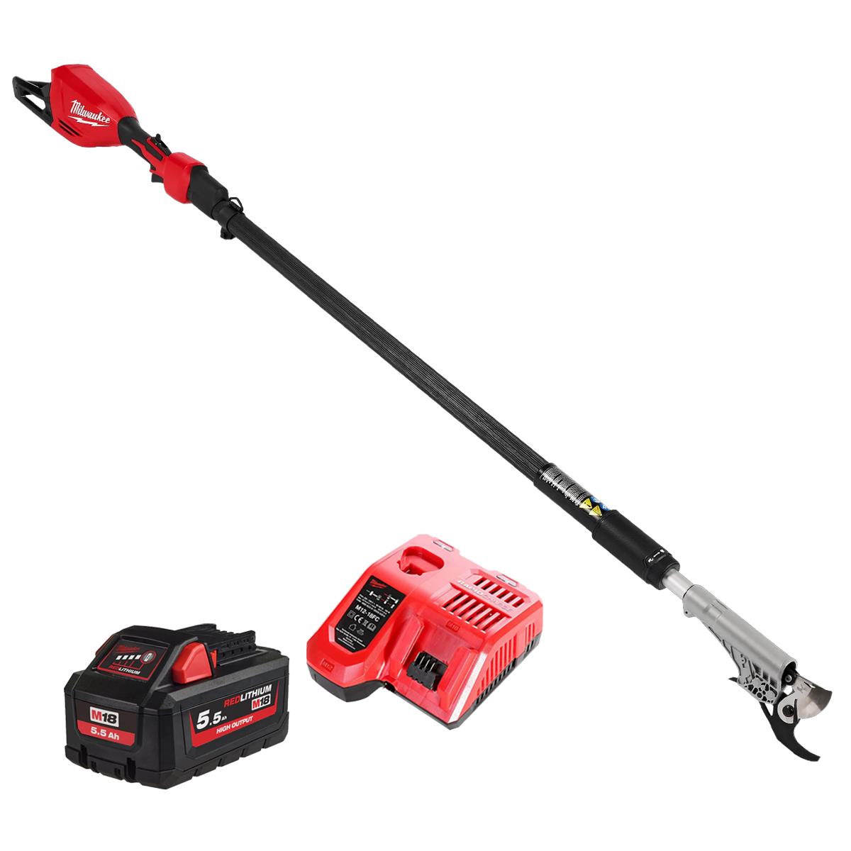 Milwaukee M18BLTS-551 18V Brushless Telescopic Pole Pruning Shear with 1 x 5.5Ah Battery & Charger 4933480867