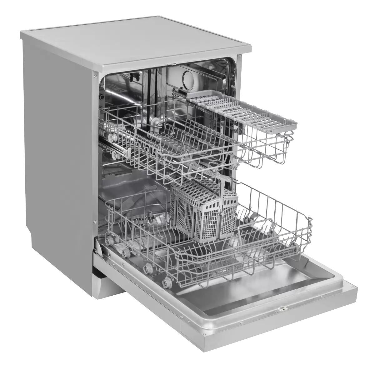 Sealey DH280 Baridi Regular Sized Freestanding Dishwasher 60cm Wide 13 Place Settings Silver 230V