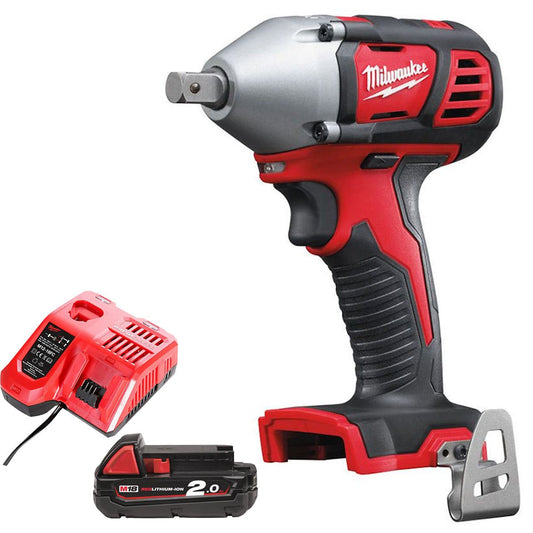 Milwaukee M18BIW12-0 18V Compact 1/2" Impact Wrench with 1 x 2.0Ah Battery & Charger