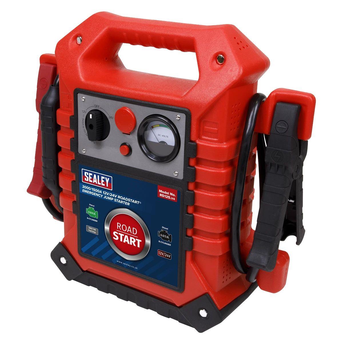 Sealey RS125 RoadStart Emergency Power Pack 12/24V 3000/1500 Peak Amps