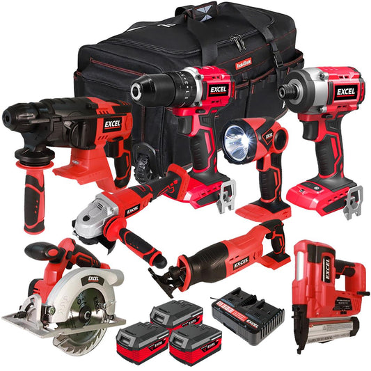 Excel 18V 8 Piece Combo Kit with 3 x 4.0Ah Battery & Charger EXL8995