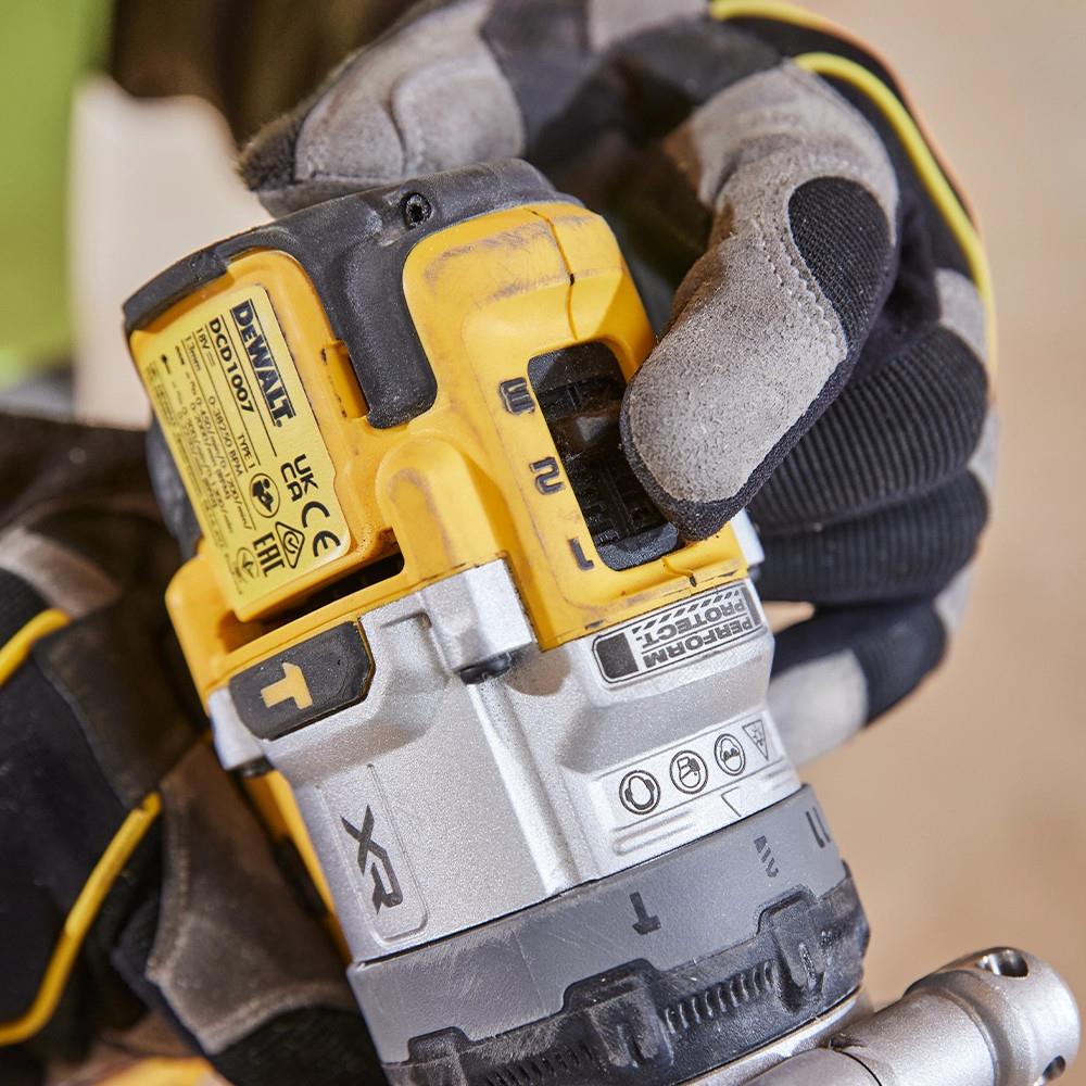 Dewalt DCD1007H2T-GB 18V XR Brushless Combi Drill With 2 x 5.0Ah Powerstack Batteries, Charger & Case
