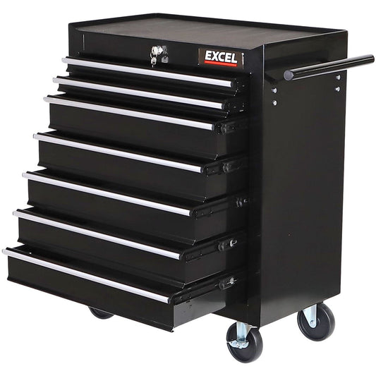 Excel 7 Drawer Tool Chest Storage Cabinet with Wheels - Black