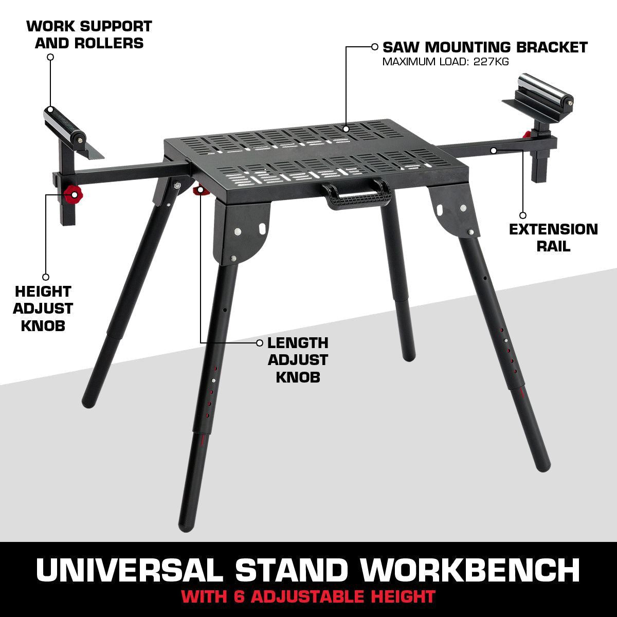 Excel 216mm Sliding Mitre Saw 240V/1700W with LED Light & Universal Stand