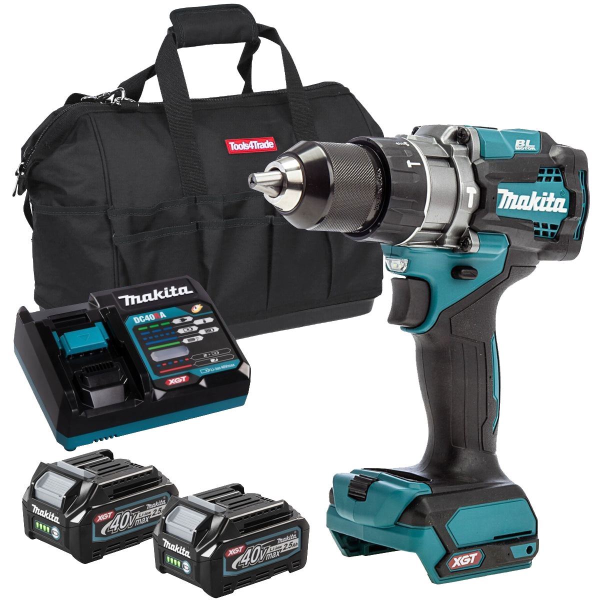 Makita HP001GZ 40V Brushless Combi Drill with 2 x 2.5Ah Battery Charger & Bag