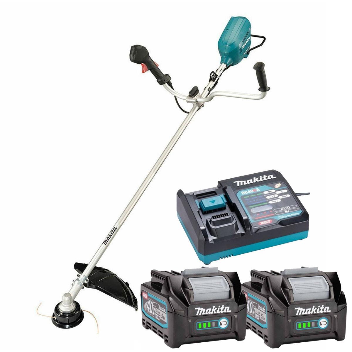 Makita UR012GZ04 Twin 40Vmax XGT Brushless Brush Cutter with 2 x 5.0Ah Battery & Charger