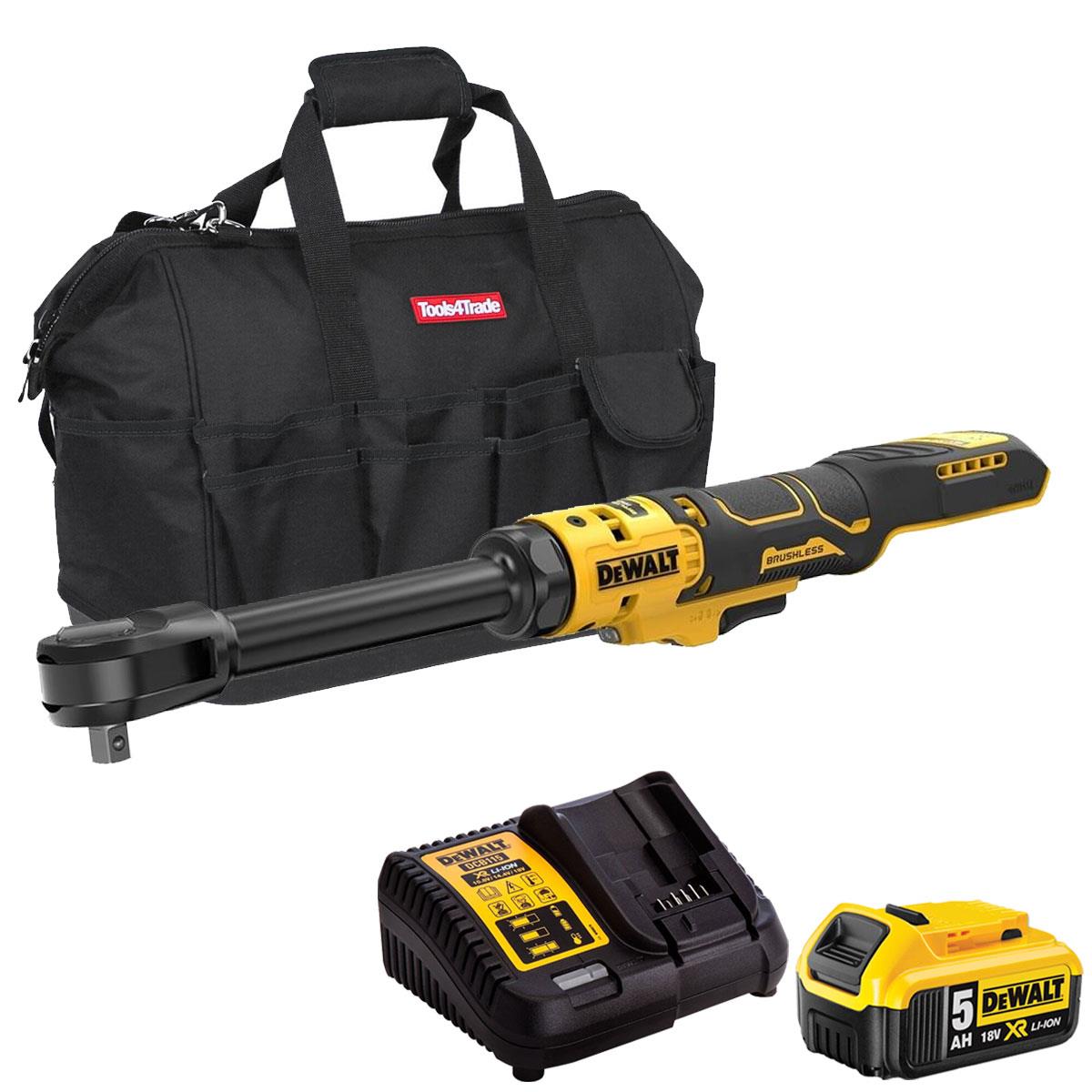 Dewalt DCF513EN-XJ 18V XR 3/8'' Open Head Ratchet with 1 x 5.0Ah Battery Charger & Bag