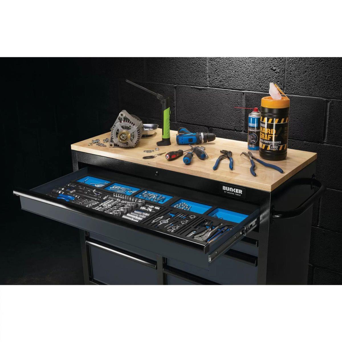 Draper B100-41G/FSC BUNKER 7 Drawer Workbench Roller Tool Cabinet, 41 Inch Grey