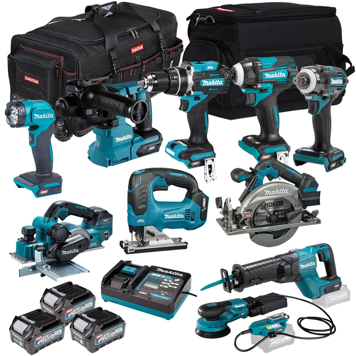 Makita 40V 10 Piece Combo Kit with 3 x 2.5Ah Batteries & Charger T4TKIT-7767