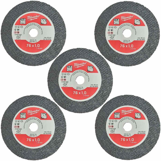 Milwaukee 76mm Metal Cutting Disc 4932464717 for M12FCOT-0 - Pack of 5