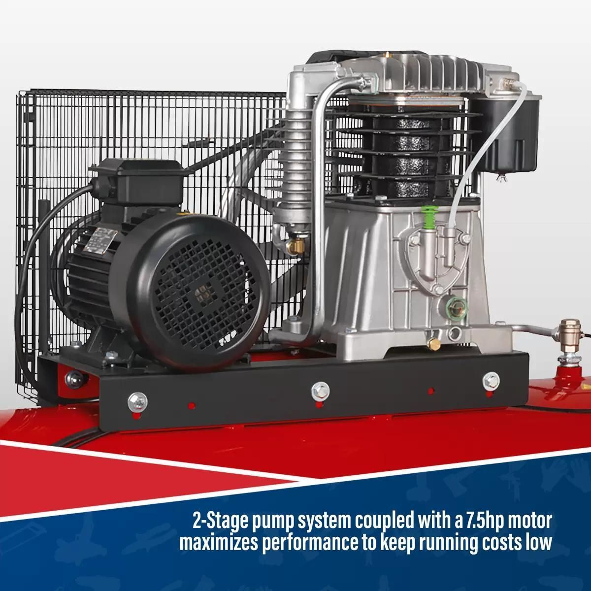 Sealey SAC55075B 500L Belt Drive Air Compressor with Cast Cylinders 415V/32A