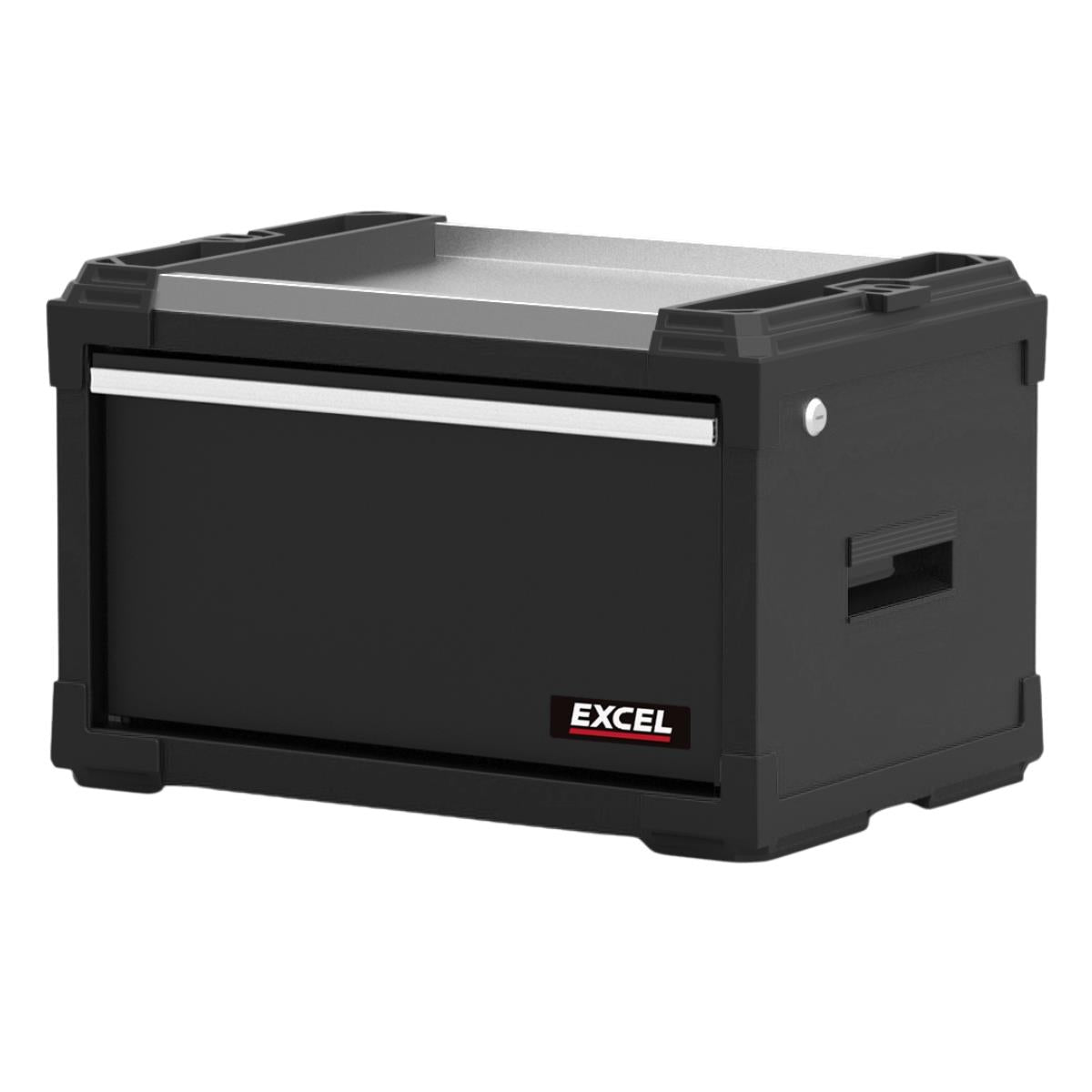 Excel 6 Drawer Modular Rolling Tool Box Stackable with Stainless Steel Worktop