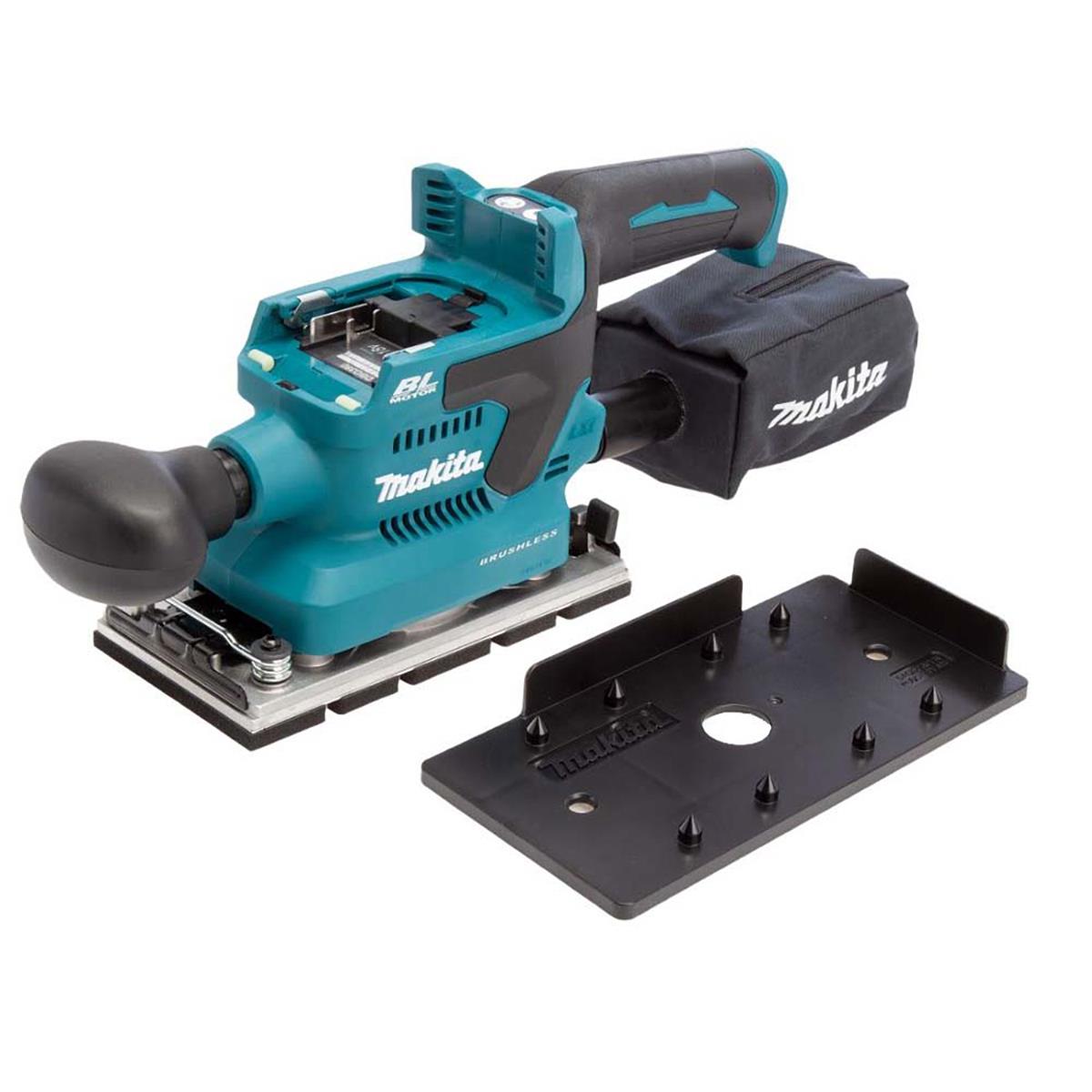 Makita DBO382Z 18V LXT Brushless Finishing Sander with 1 x 6.0Ah Battery & Charger