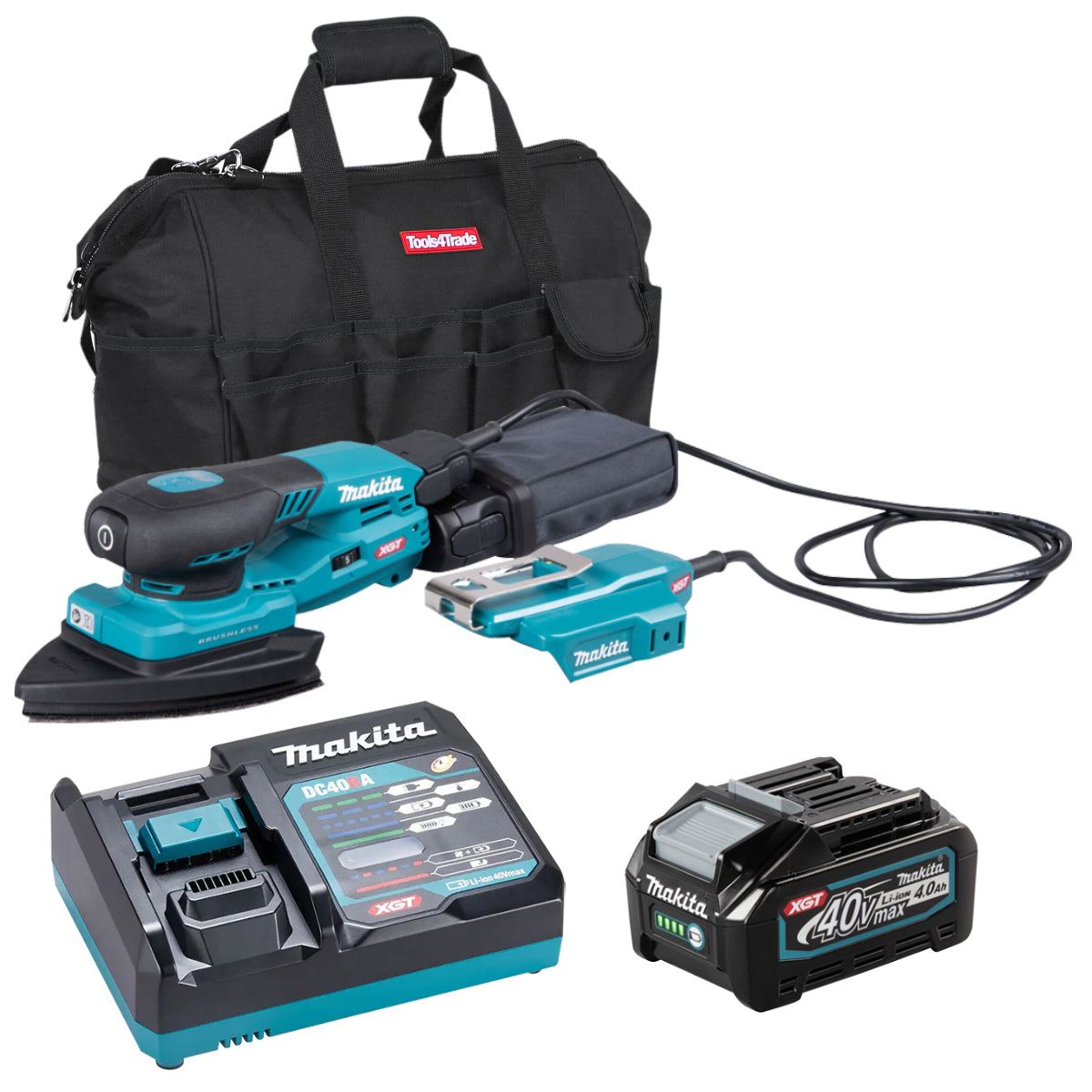 Makita BO006CGZ 40V XGT 100 x 150mm Brushless Orbital Sander With 1 x 4.0Ah Battery Charger & Bag