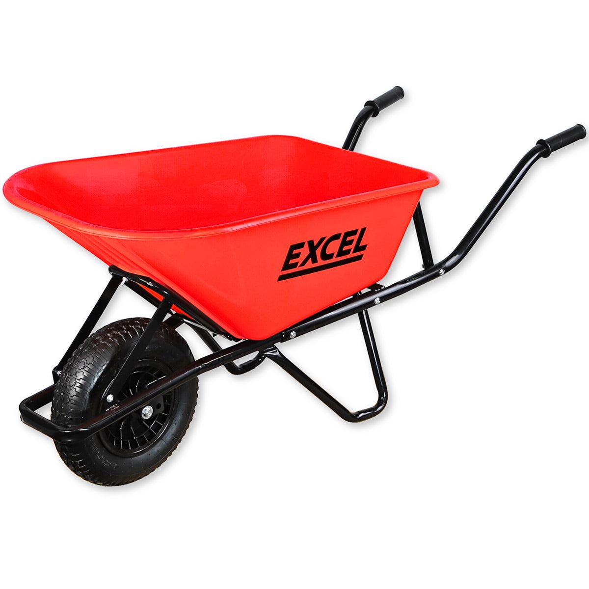 Excel Heavy Duty Wheelbarrow with 100L HDPE Tray Red