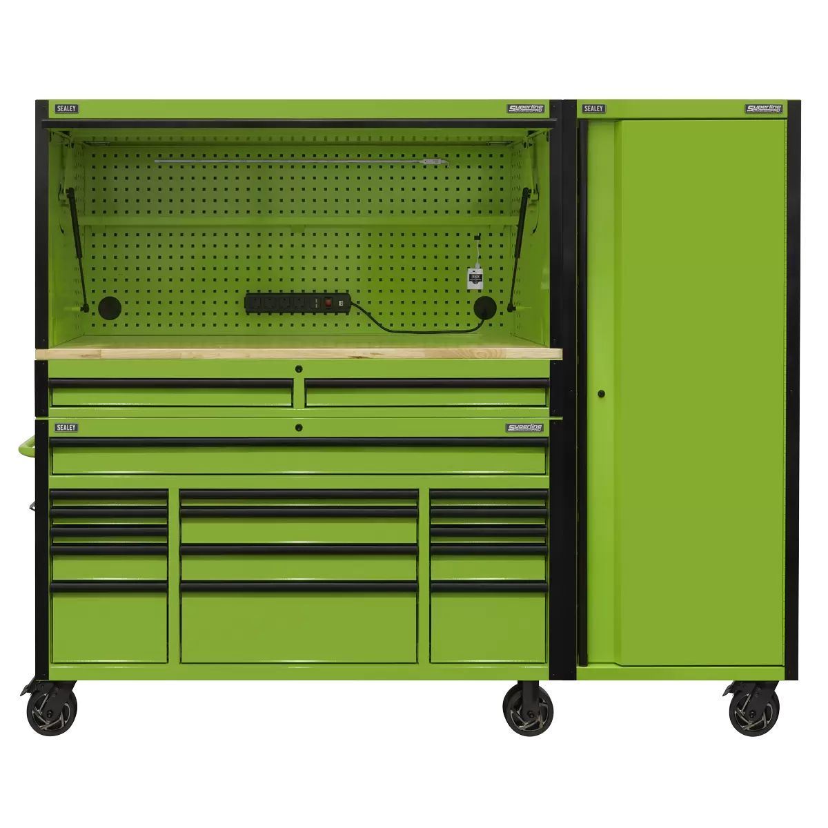 Sealey AP6115BECOMBO2 Mobile Trolley 15 Drawer 1549mm Wooden Worktop