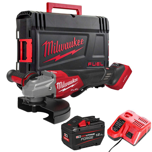 Milwaukee M18FHSAGO180VXPDB2-0X 18V M18 Angle Grinder with 1 x 12.0Ah Battery Charger & Case