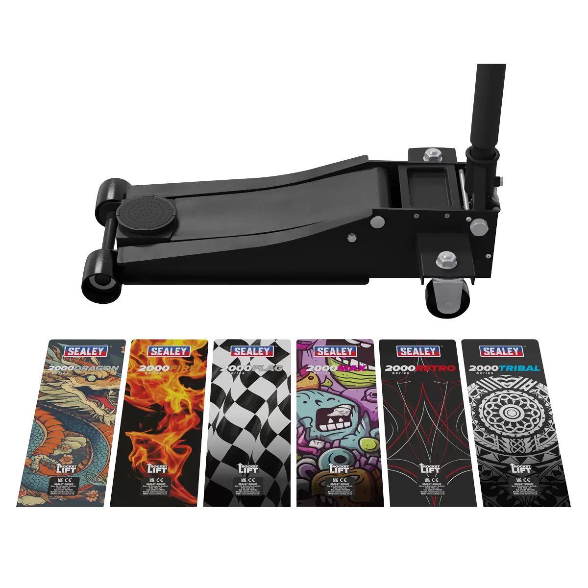 Sealey 2000CB Low Profile Custom Design Trolley Jack with Rocket Lift 2 Tonne Black