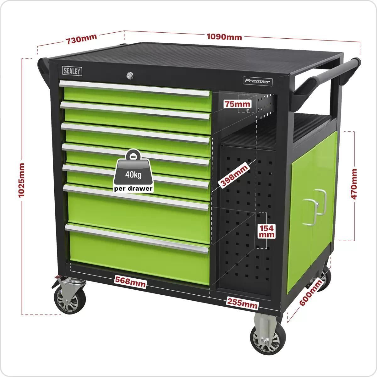 Sealey AP36MWS 7 Drawer Mobile Workstation & Cupboard 920mm