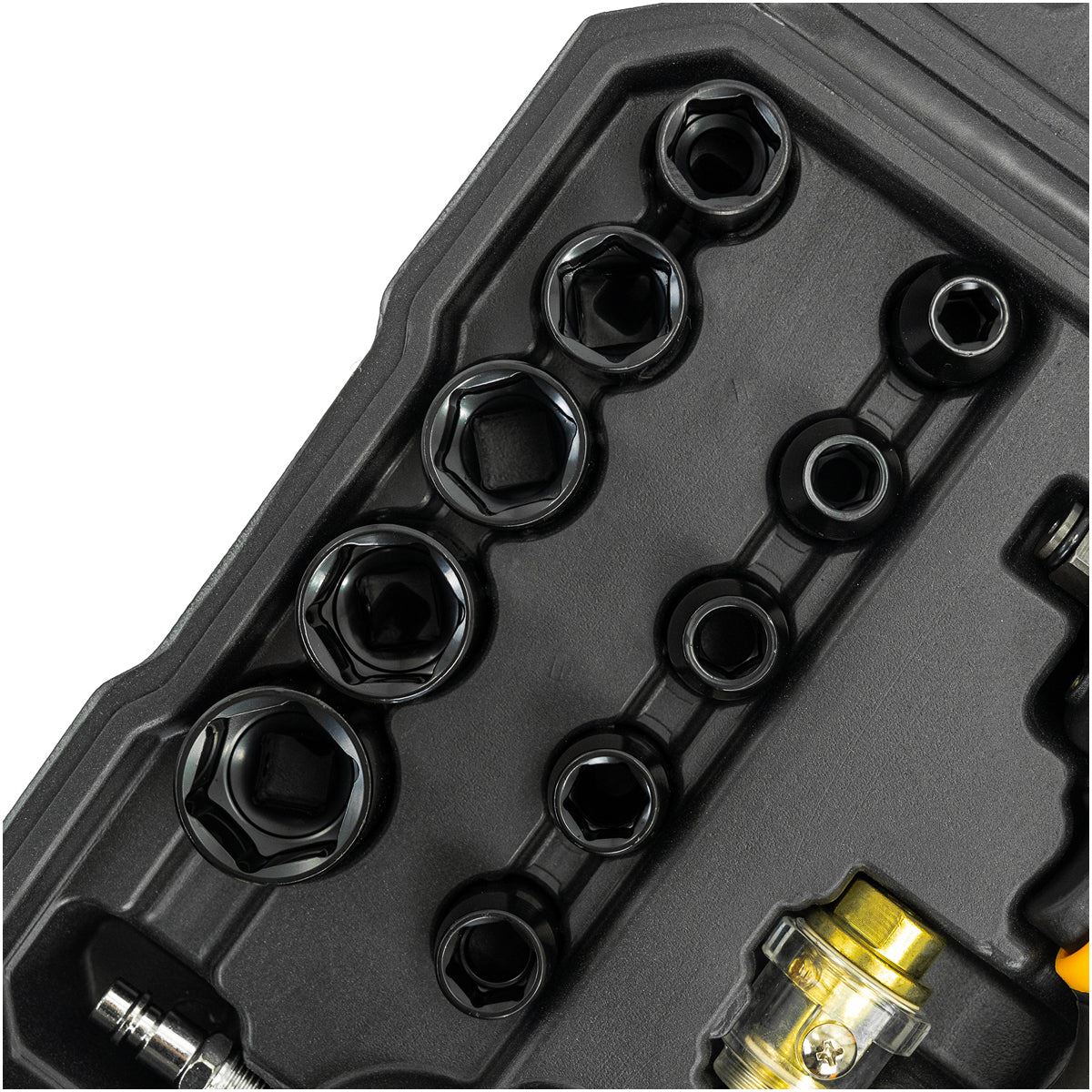 JCB RP9515-KIT 1⁄2'' Square Drive Air Impact Wrench with Socket Set, 610 / 1200Nm Torque