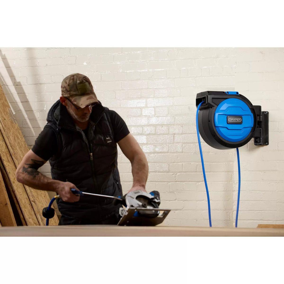 Draper RAH30B Retractable Air Hose Reel 30m–10mm ID Hybrid Hose 29676