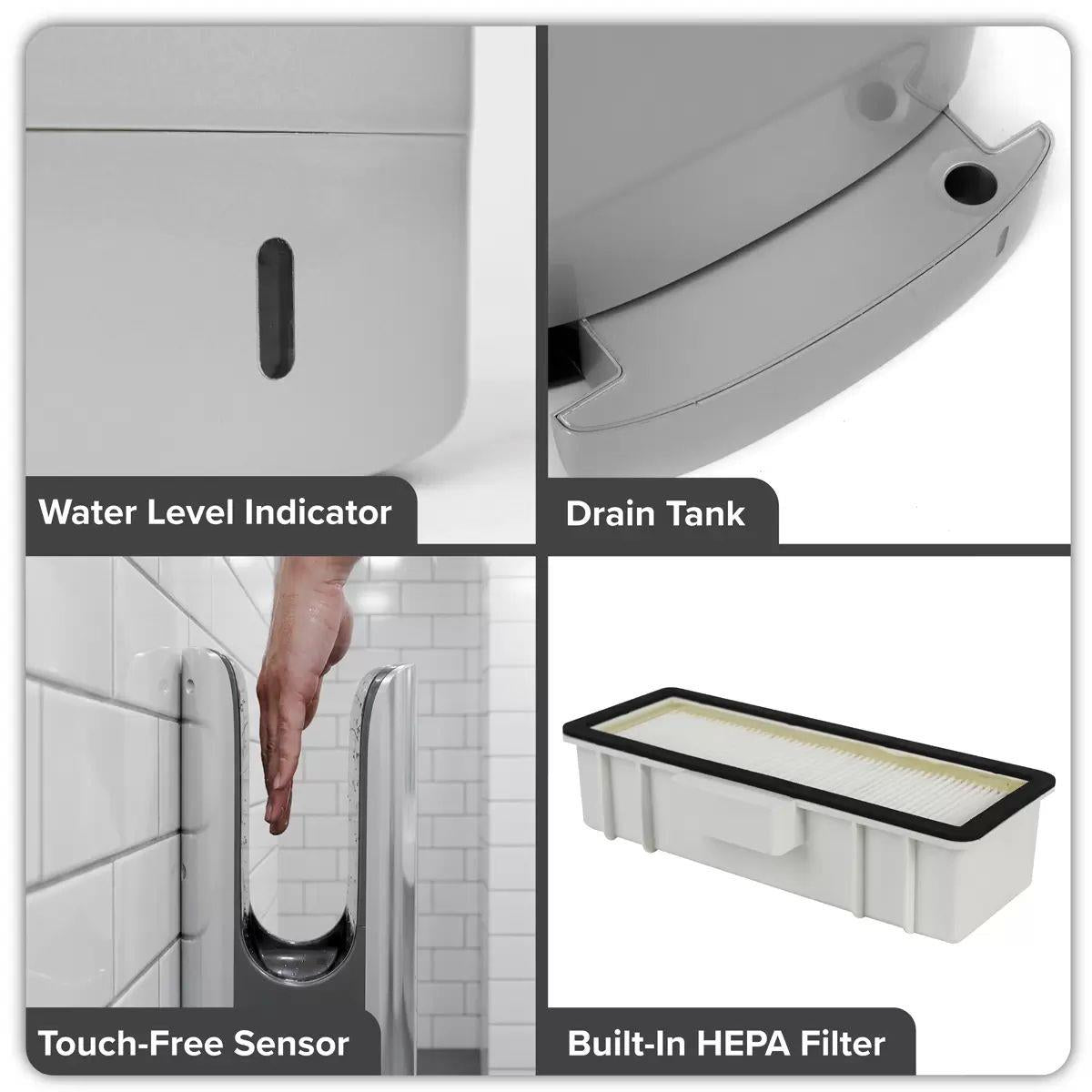 Sealey DH150 Baridi Hand Dryer with HEPA Filter & Auto-Sensor 1750W/230V Silver