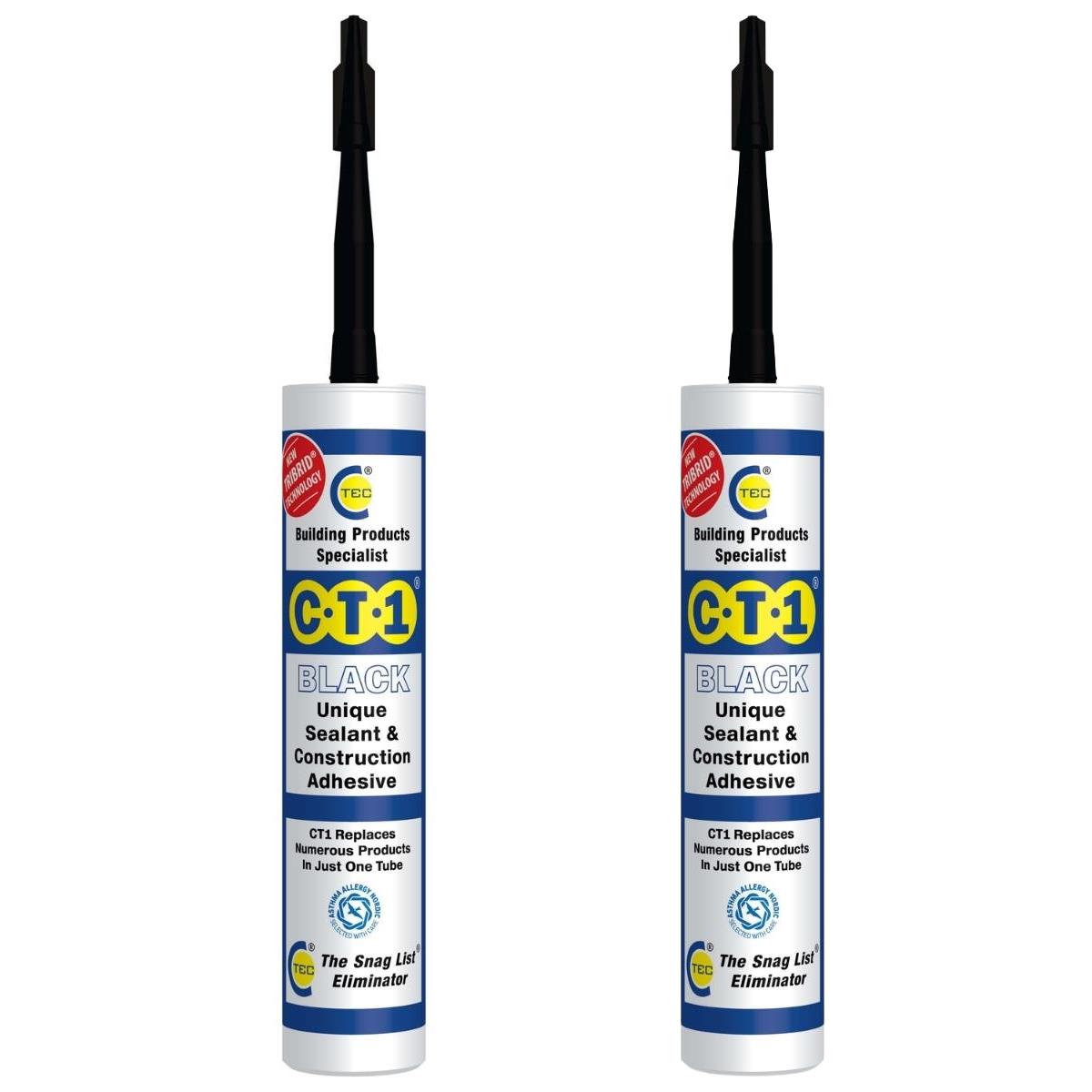 C-TEC CT1 290ml Unique Sealant & Construction Adhesive Black Pack of 2