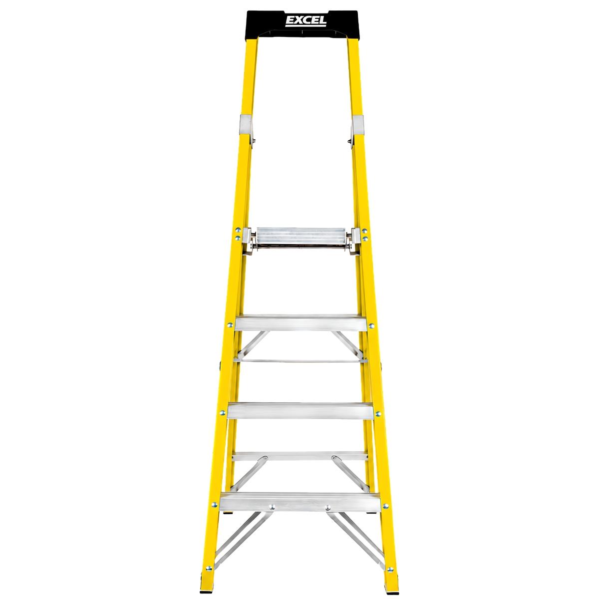 Excel Electricians Fibreglass Platform Step Ladder 4 Tread 1.57m EN131 Yellow