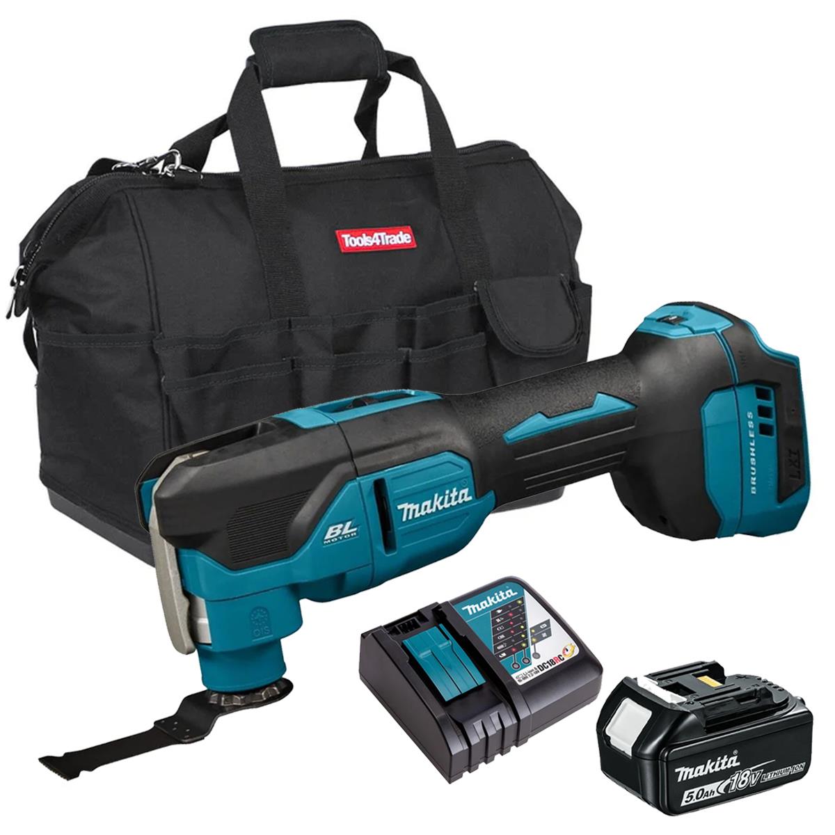 Makita DTM53Z 18V LXT Brushless Multi Tool With 1 x 5.0Ah Battery Charger & Bag