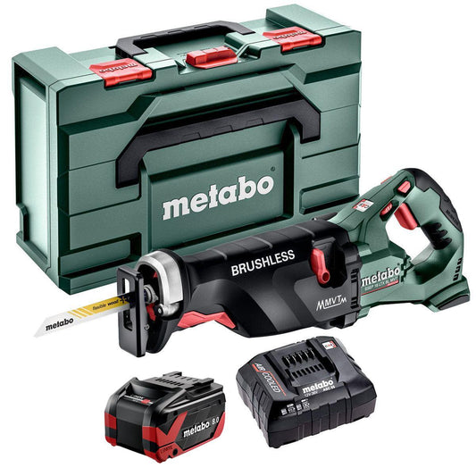 Metabo SSEP 18 LTX BL MVT 18V Brushless Sabre Saw with 1 x 8.0Ah Battery Charger & Metabox