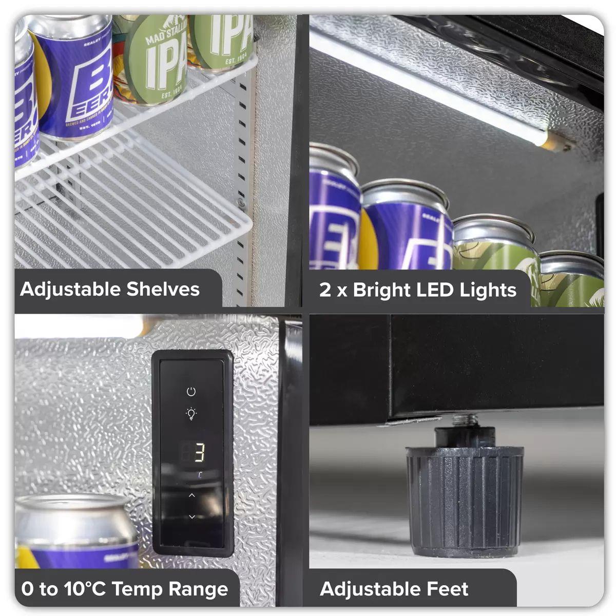 Sealey DH272 Baridi Bar Drinks Fridge/Cooler with Double Hinged Door & Security Lock 190L Black 240V