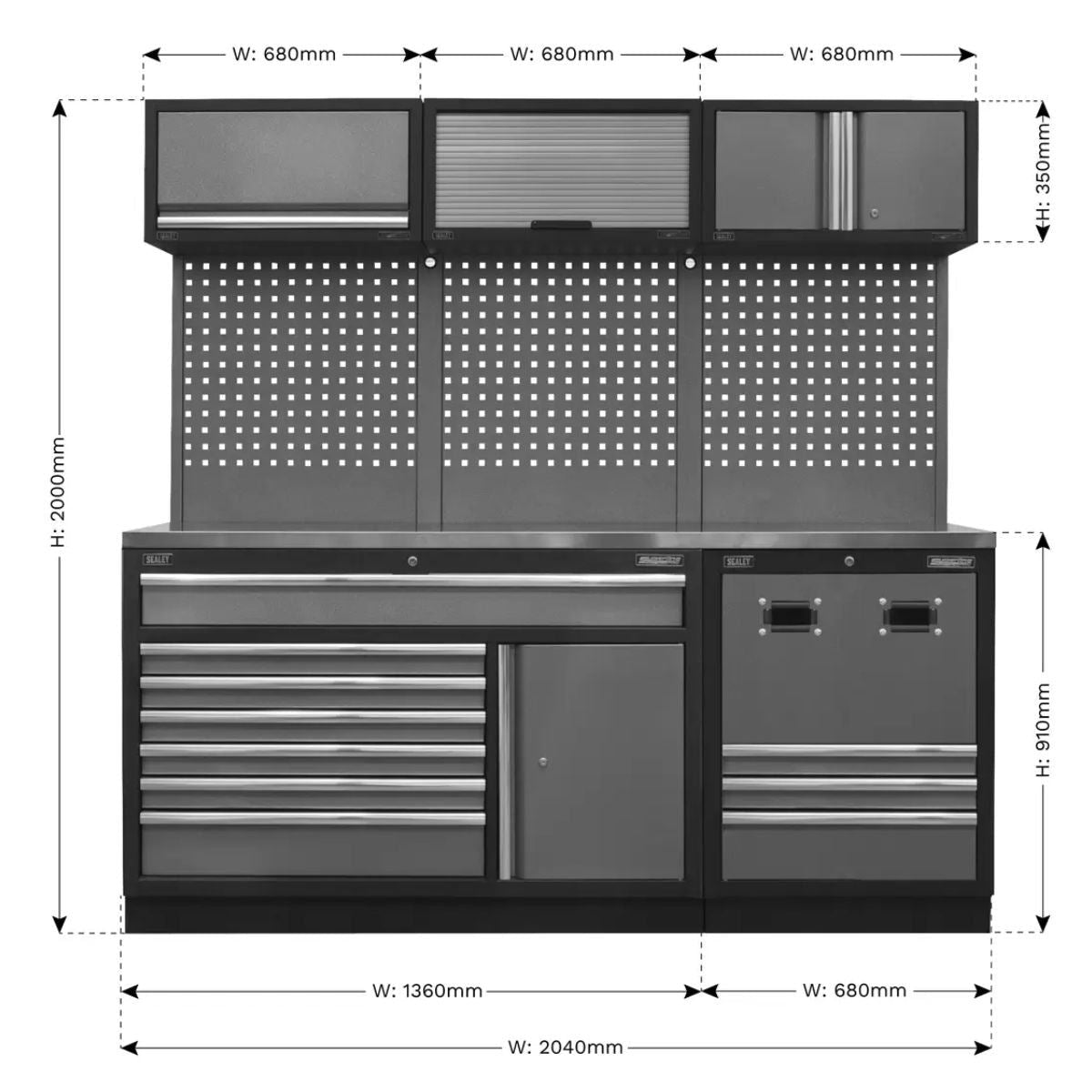 Sealey APMSSTACK14SS Modular Storage System Combo Stainless Steel Worktop