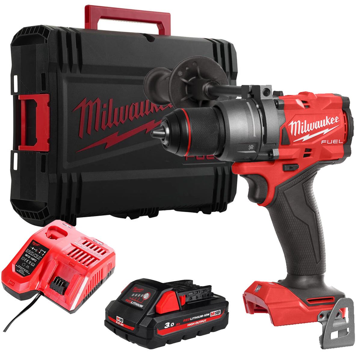 Milwaukee M18FPD3-0X 18V Fuel Brushless Combi Drill with 1 x 3.0Ah Battery Charger & Case
