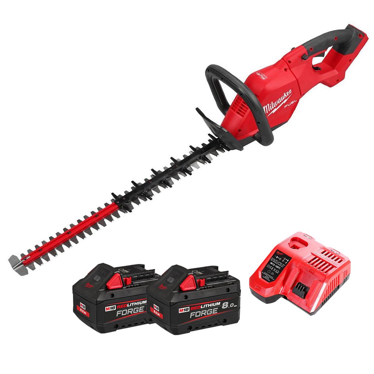 Milwaukee M18FHET60G2-802 18V Fuel Brushless 60cm Hedge Trimmer with 2 x 8.0Ah Battery & Charger 4933498386