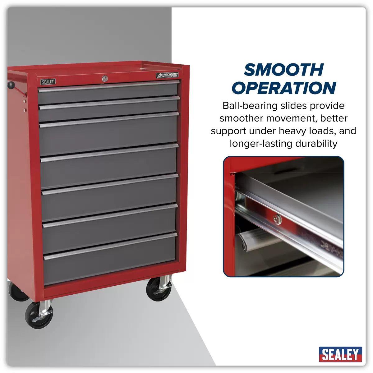 Sealey AP22507BB Rollcab 7 Drawer with Ball-Bearing Slides Red/Grey