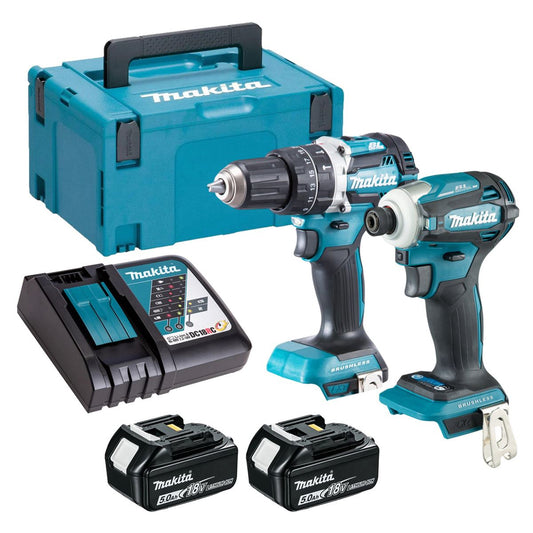 Makita 18V 2 Piece Power Tool Kit with 2 x 5.0Ah Batteries T4TKIT-16445