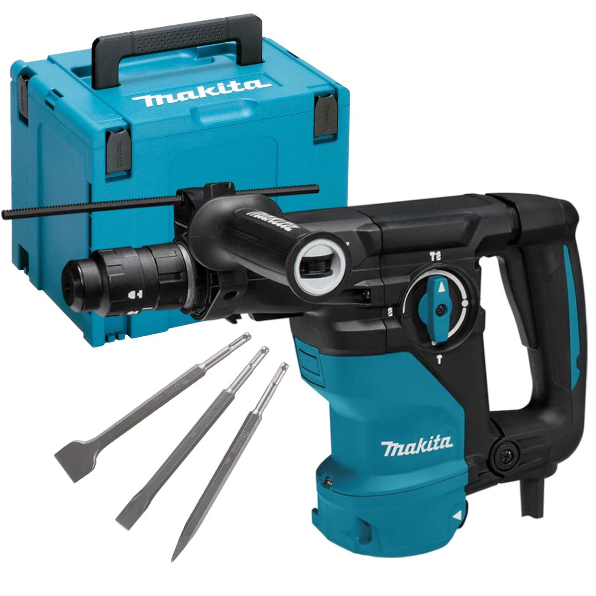 Makita HR3012FCJ/1  SDS+ Rotary Hammer Drill 110V with 3 Piece Chisel